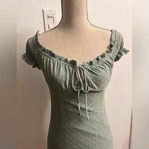 Blush Milk Maid Eyelet Mini Dress Mint Green